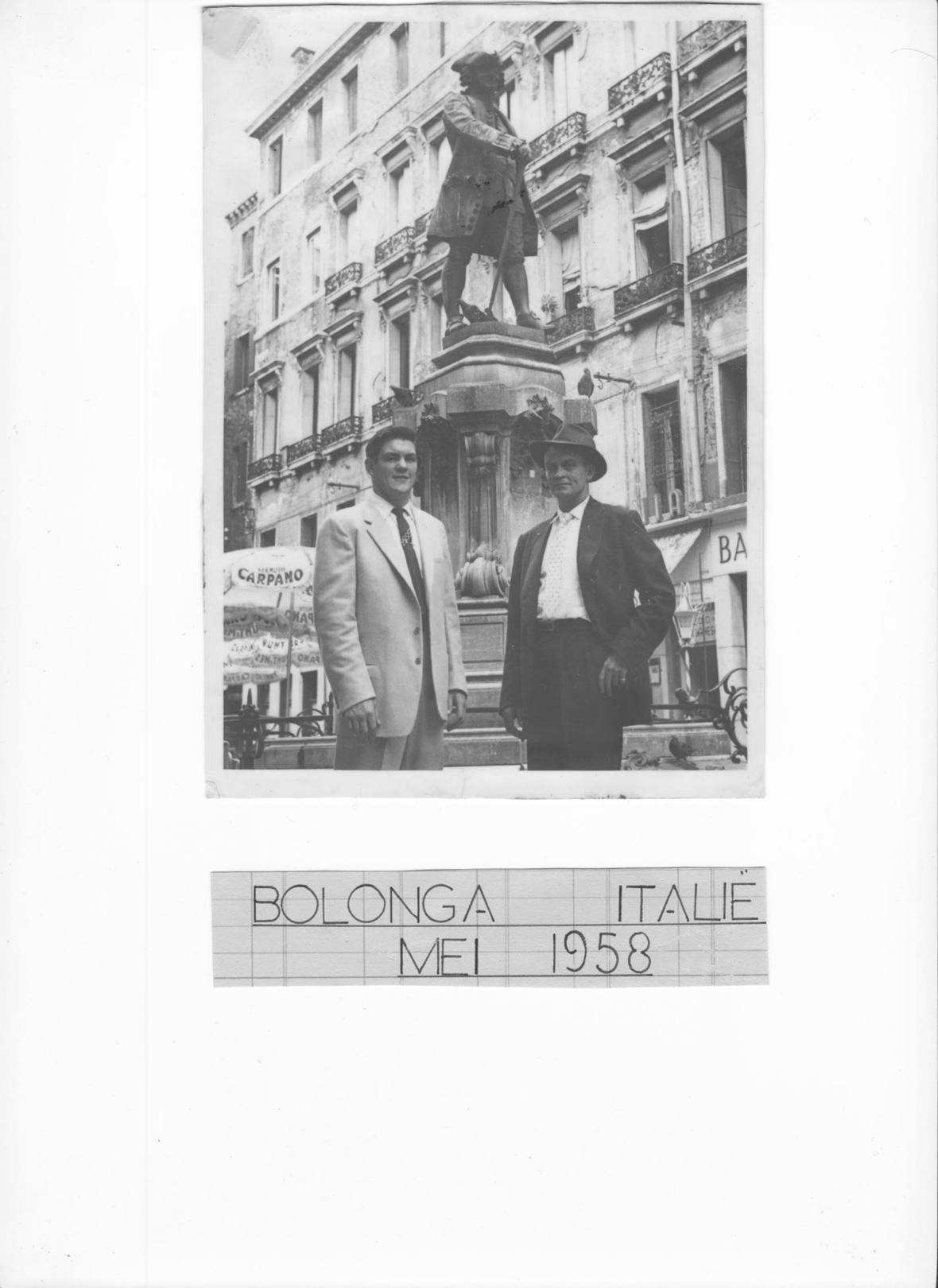 Bologna & Venice, May 1958, the champion abroad with his manager.